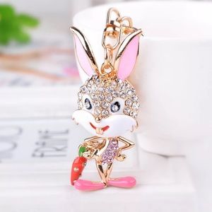 Pink Crystal Roger Rabbit from Looney Tunes Keychain
